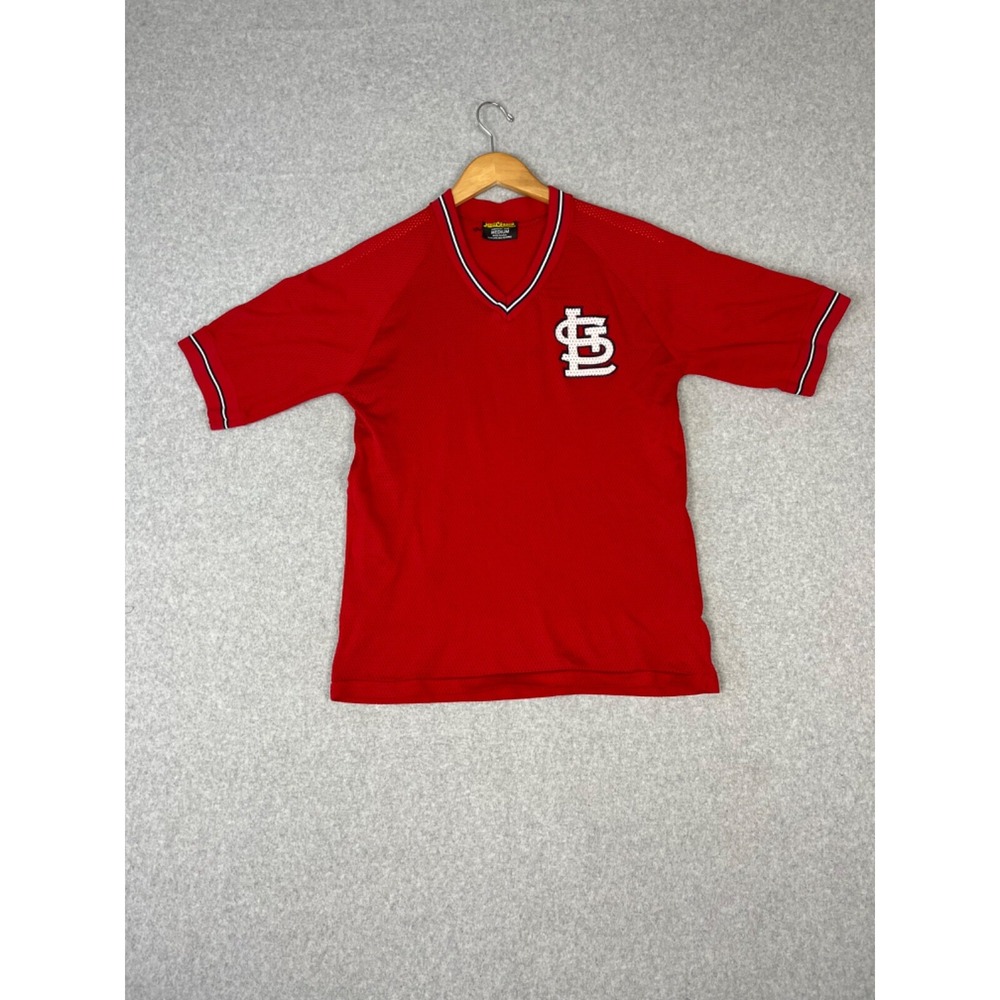 Vintage St Louis Cardinals Jersey M Red Mesh V Neck Reach‎ Wear Made USA